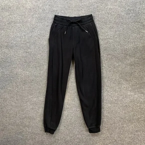 Lululemon Jogger Womens 4 Black Scuba High Rise Fleece Lined Drawstring Sweat - Picture 2 of 11